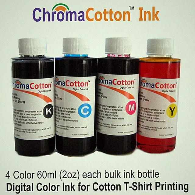 4 Color Ink Bulk Refill Chroma Cotton Print T-shirt For Inkjet Printer 240ml