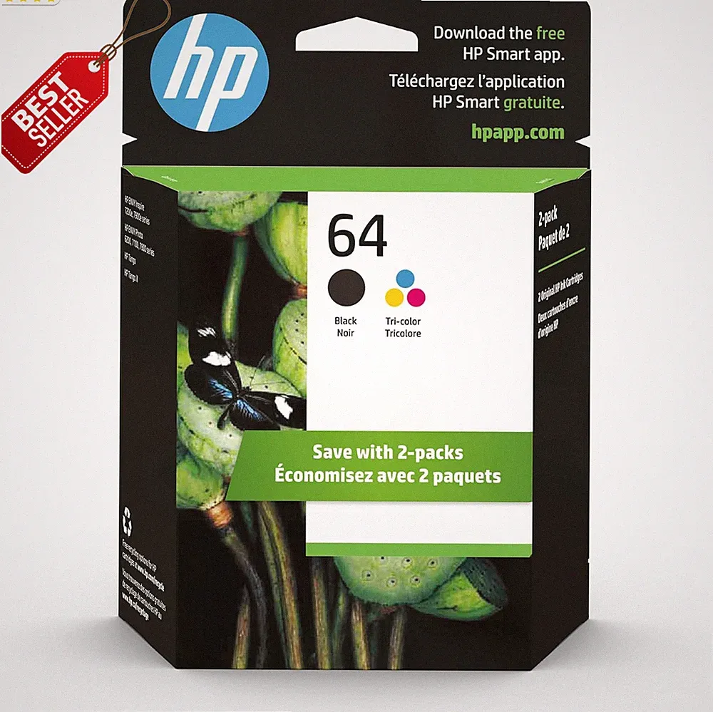 64 Ink Cartridges Combo Pack Black TriColor Works with Envy Photo Tango 7950E US