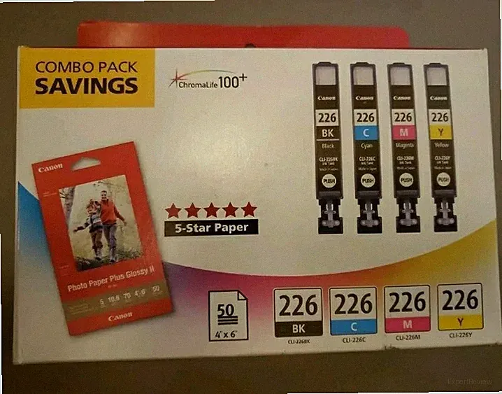 Canon Ink and Paper Combo pack 226-BK 226-C 226-M 226-Y Ink Cartridge NEW
