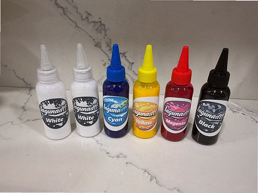 DTF Ink Set Low Resin White DTF Epson Printers CYMBWW Multiple Sizes