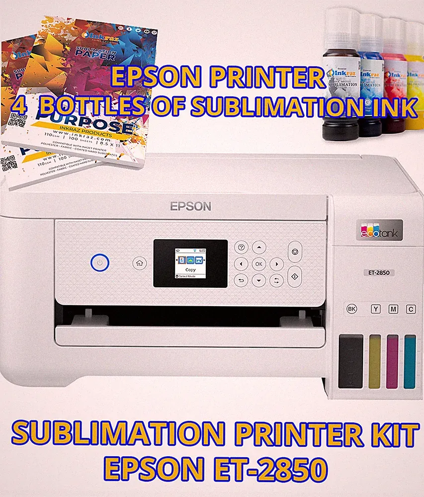 EcoTank Sublimation Printer Bundle: Printer with Sublimation Ink + Paper, Renew