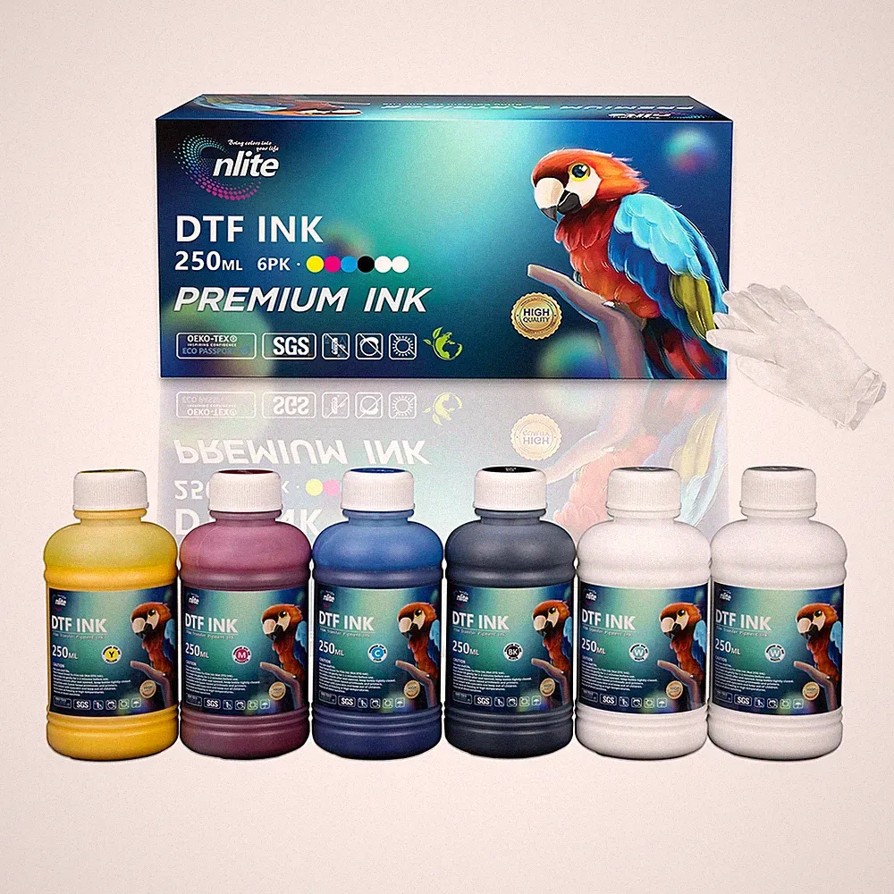 Enlite DTF Ink 250ML Combo Pack, Premium Pigment Ink for PET Film Heat Transf...