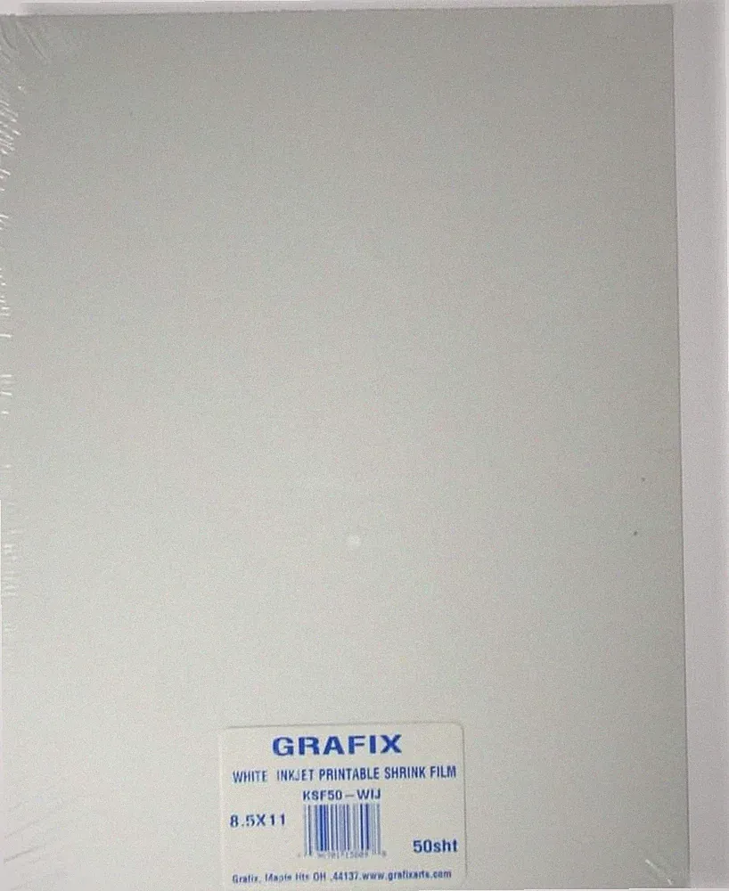 Grafix Ink-Jet Printable White Opaque Shrink 50-Pack, Inkjet (50 Packs)