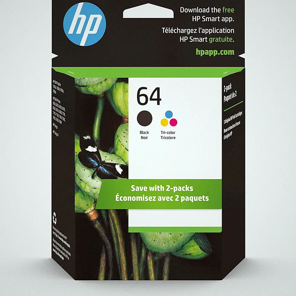 HP 64 Black & Tri-Color Ink Cartridges Printers (Combo Pack) | Works with Printe