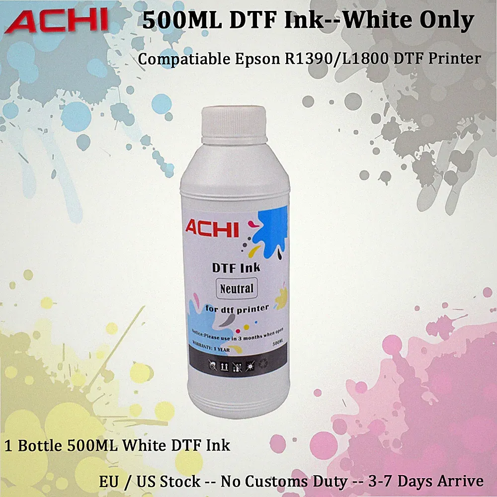 【IN US】ACHI 500ml White DTF INK For EPSON 1390 L1800 DTF Printer Only White Ink
