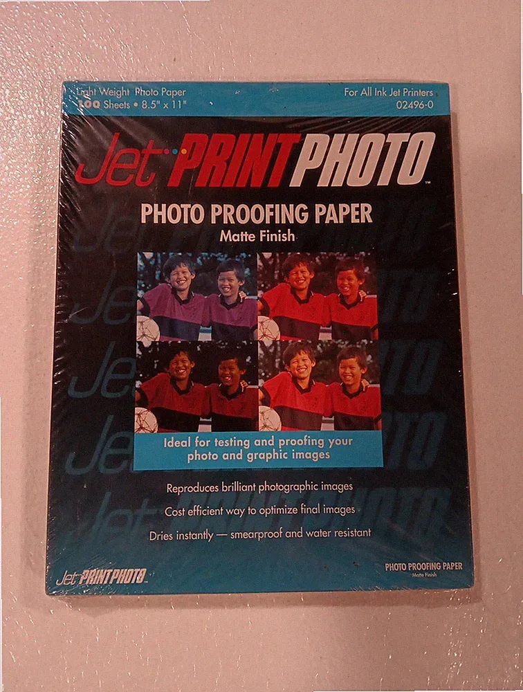 Jet Print Photo, Ink Jet Printer Photo Proofing Paper. Matte Finish 100 Sheets