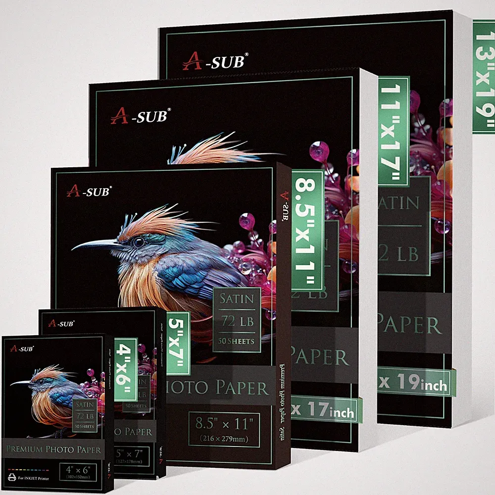 Lot A-SUB Premium Satin Photo Paper 72lb - 4x6 5x7 8.5x11 11x17 13x19 Inkjet