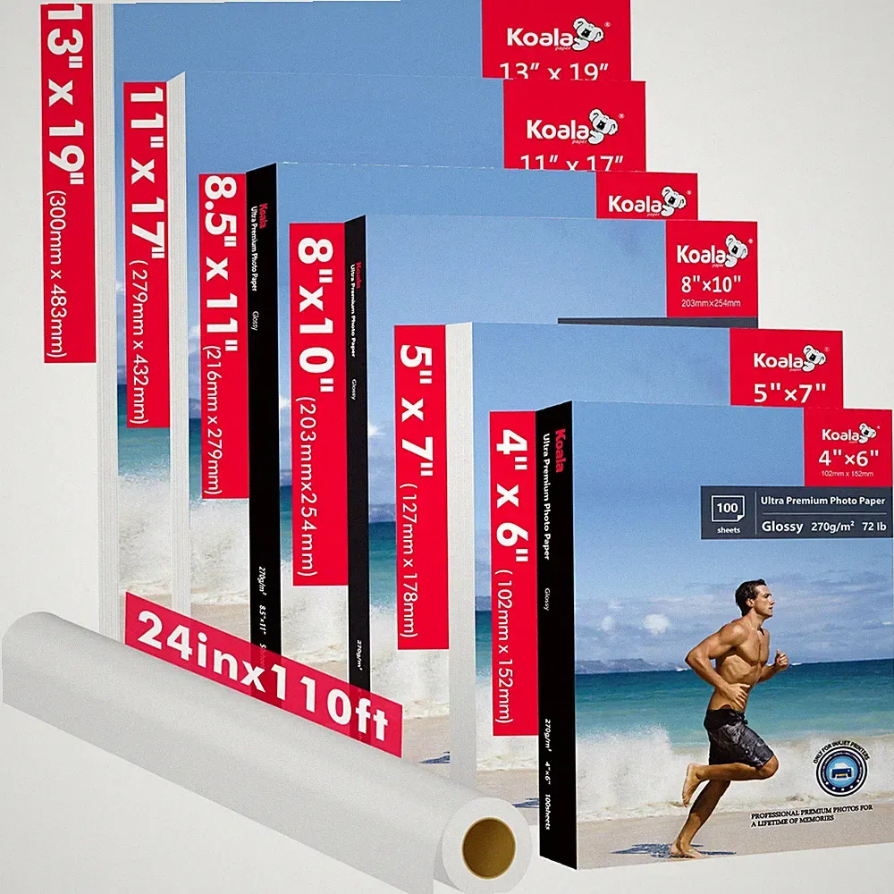 Lot Koala Ultra Premium 72LB Glossy Photo Paper 4x6 5x7 8x10 8.5x11 11x17 13x19