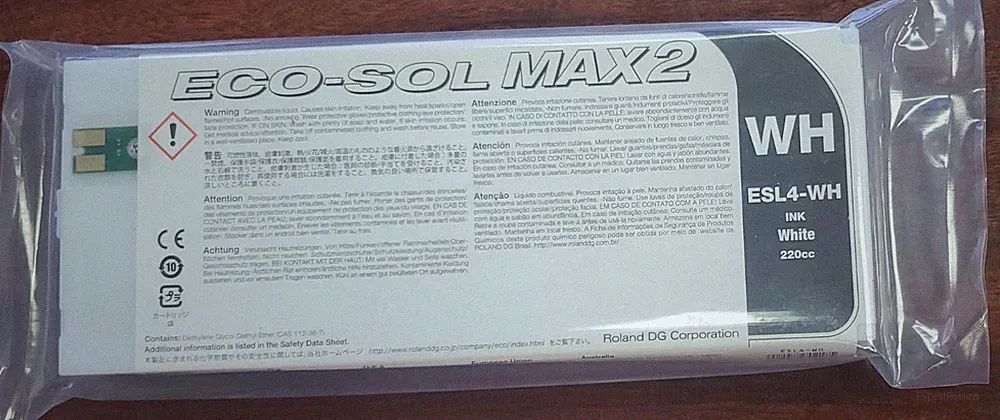 Roland ECO-SOL MAX2 Compatible White Ink Cartridge 220cc ESL4-WH Inkjet