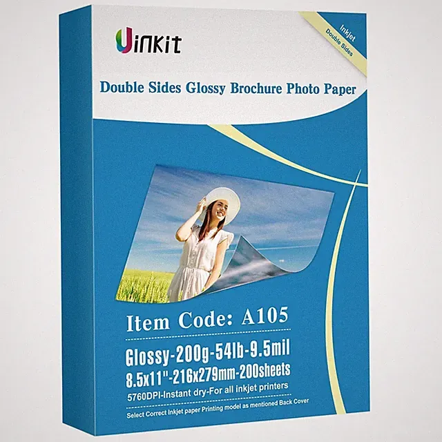 Uinkit 200 Sheets Double Sided Photo Paper Glossy 8.5x11 54lbs Inkjet for Dye...
