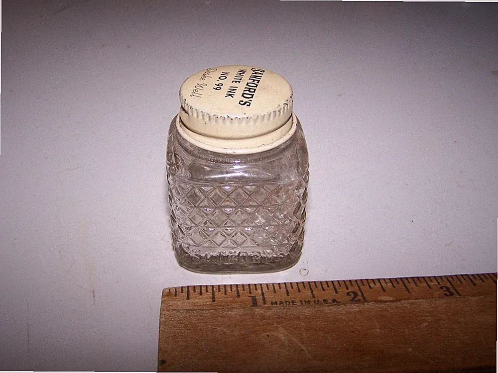 Vintage Antique SANFORD'S 3/4 oz WHITE INK BOTTLE